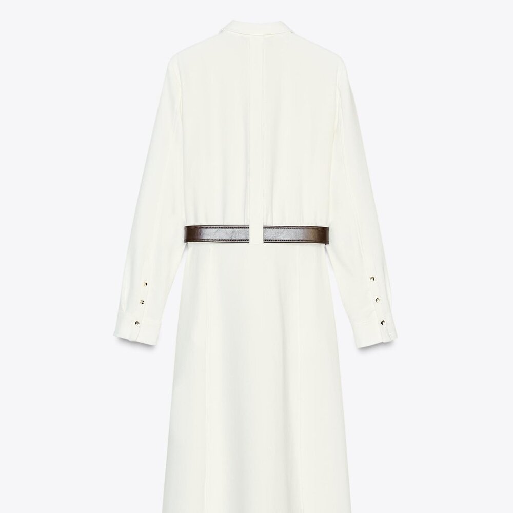 BELTED CREPE MIDI DRESS - Picture 5 of 6
